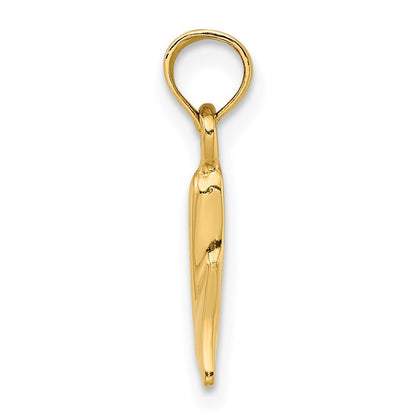 14k Yellow Gold Polished Small Whale Tail Charm
