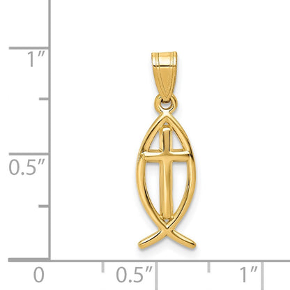 14k Yellow Gold Ichthus Fish Pendant for Women
