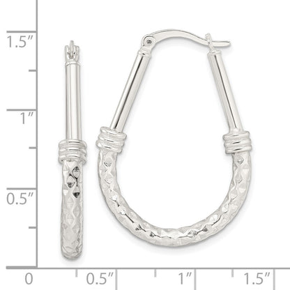 Sterling Silver Polished Fancy Oval Hoop Earrings