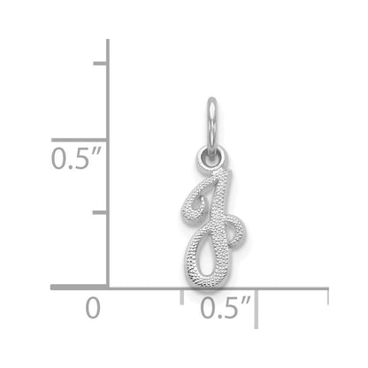 14k White Gold Casted Script Letter J Initial Charm Pendant for Women