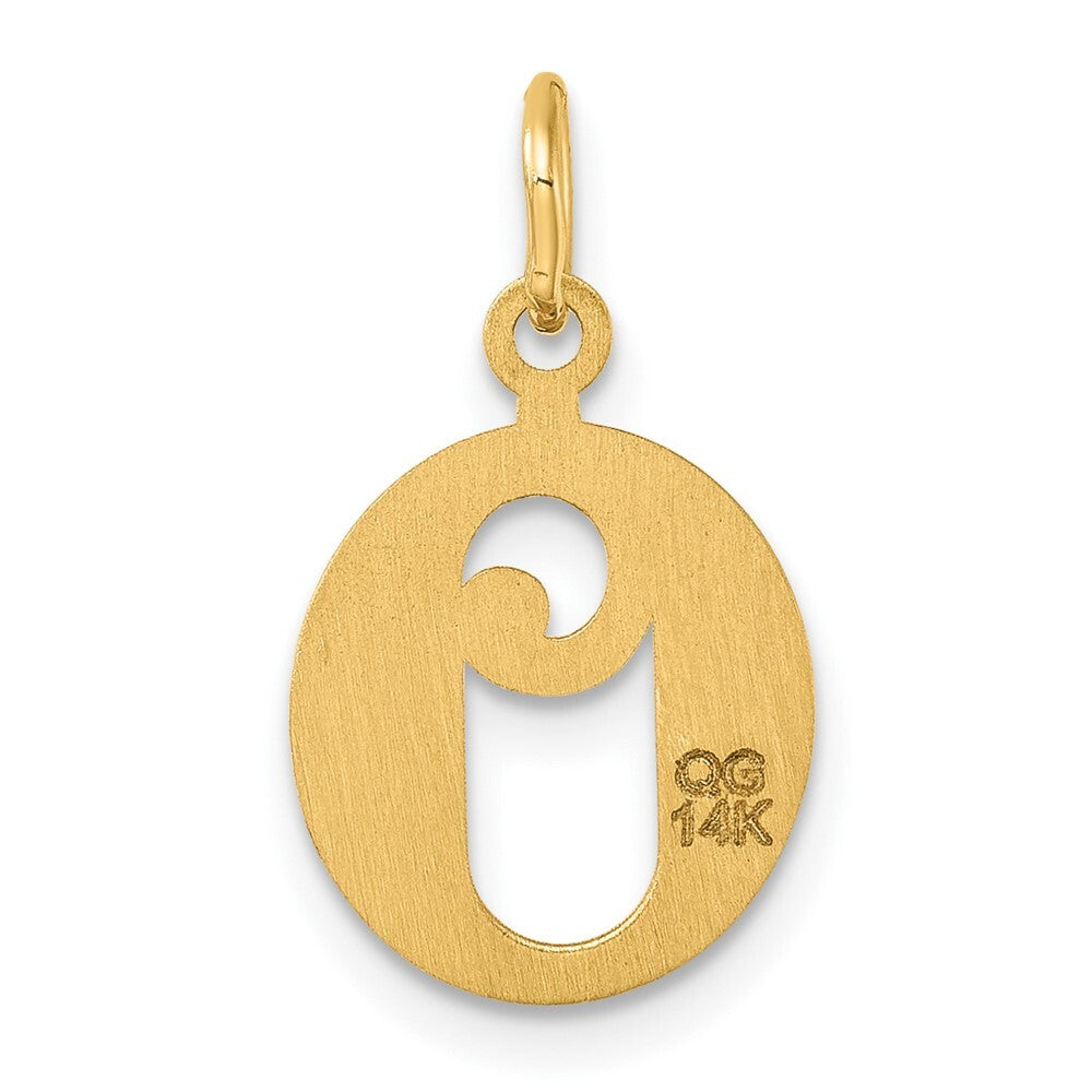 14k Yellow Gold Diamond-cut Letter O Initial Charm Pendant for Women