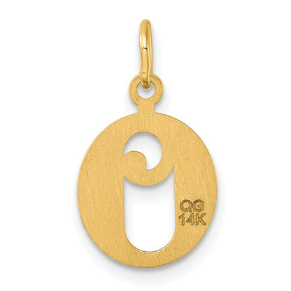14k Yellow Gold Diamond-cut Letter O Initial Charm Pendant for Women