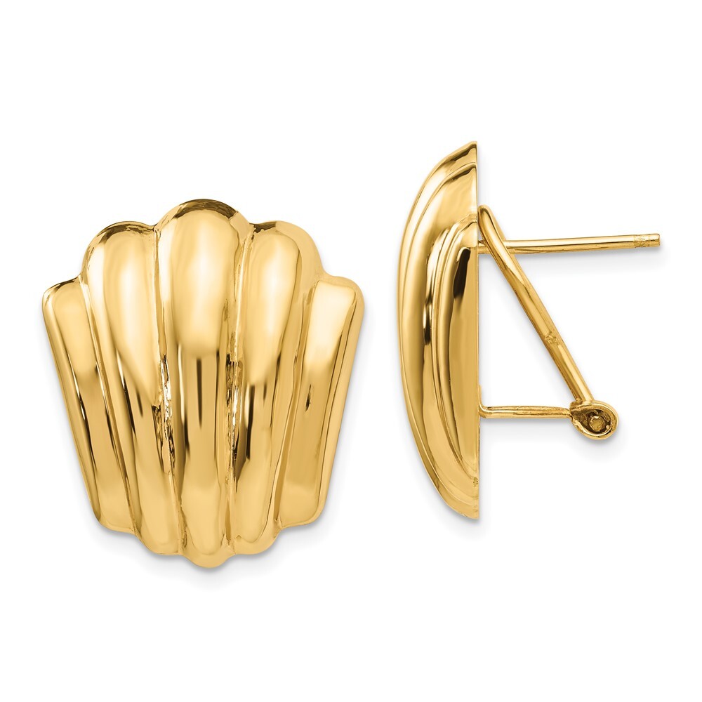 14k Yellow Gold Polished Fancy Omega Back Stud Earrings