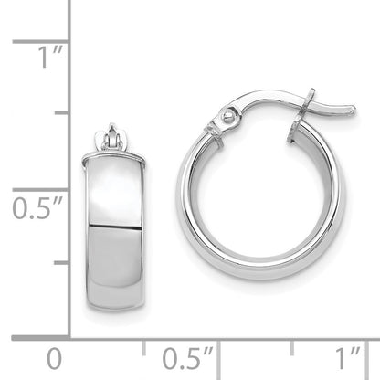 14k White Gold High Polished 5mm Hoop Earrings Gift for Women