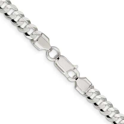 Sterling Silver 5.65mm Concave Beveled Curb Chain Necklace