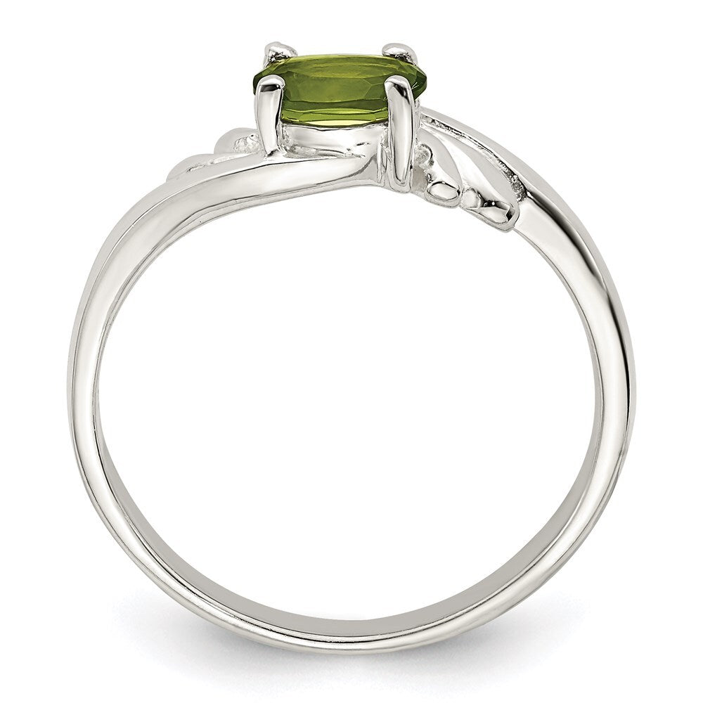 Sterling Silver Lime Green Oval Cubic Zirconia Ring Size 8