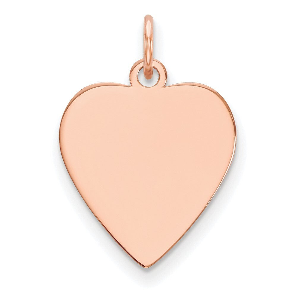 14k Rose Gold Plain .035 Gauge Heart Engravable Disc Charm Pendant for Women