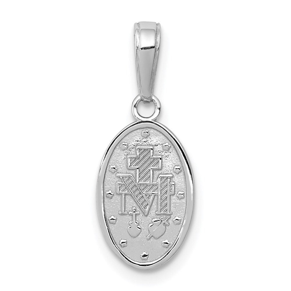 14k White Gold Miraculous Medal Charm Pendant for Women