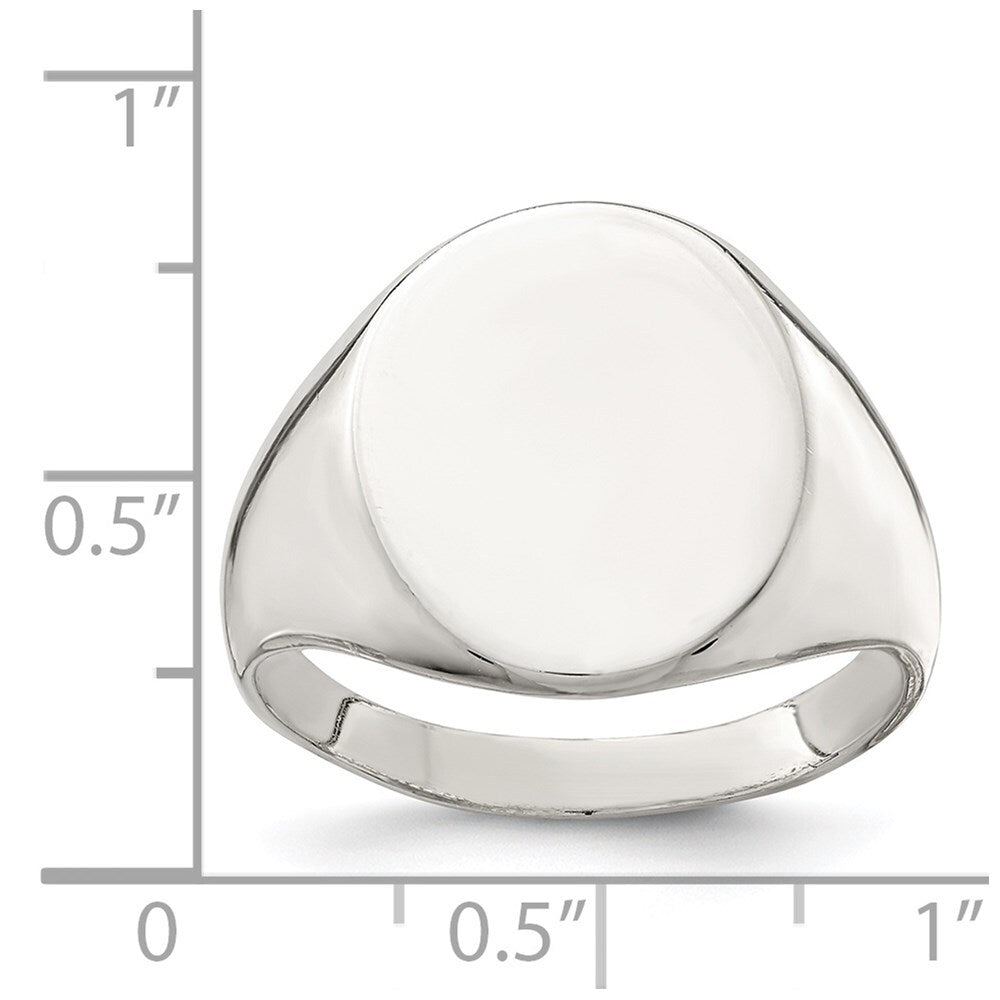 Sterling Silver 17x13mm Closed Back Signet Ring Size 9