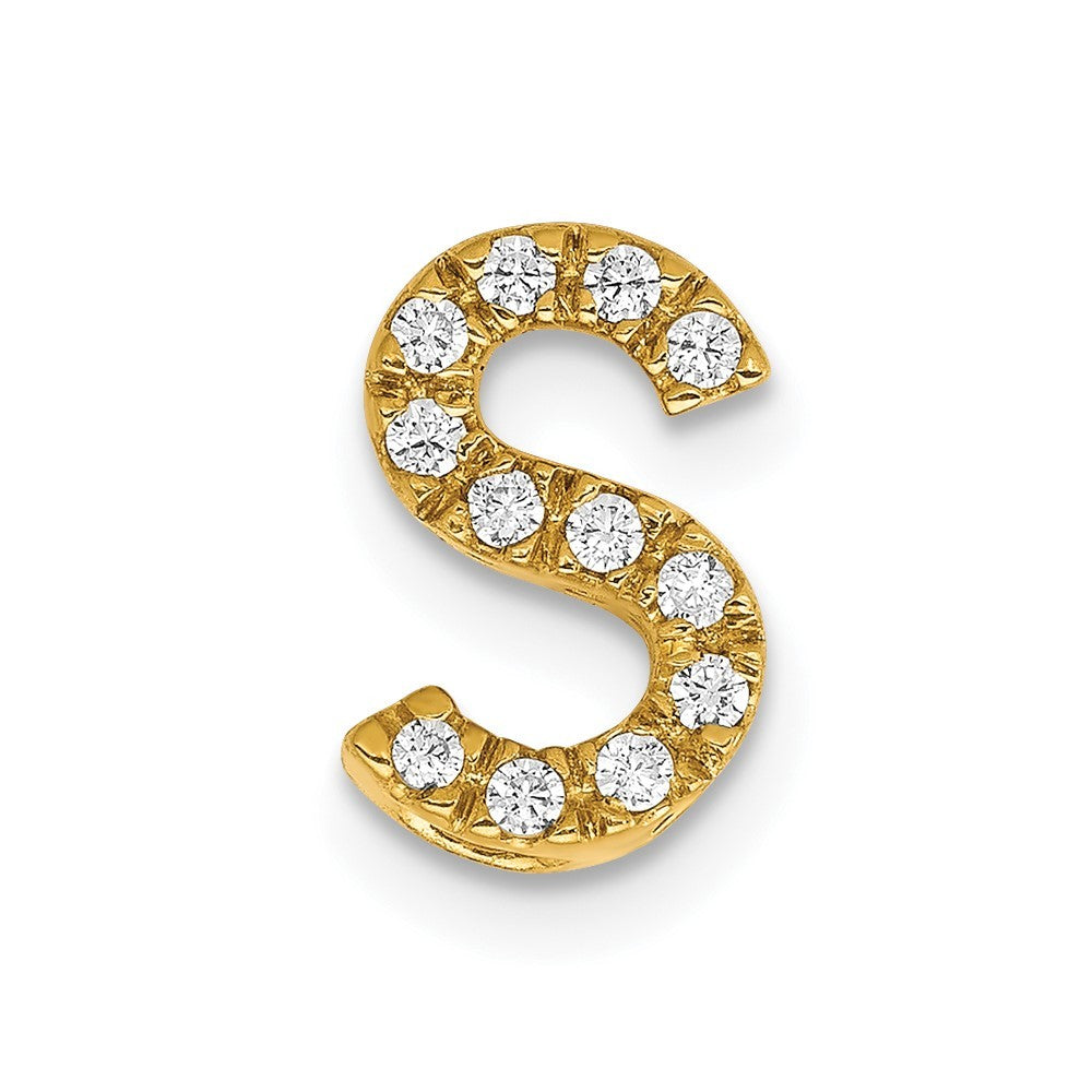 14k Yellow Gold  Diamond Letter S Initial Charm