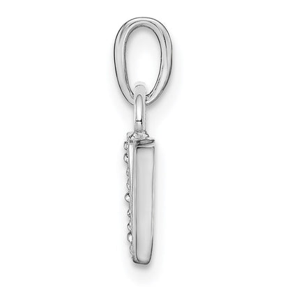 14k White Gold Rhodium-plated Diamond Letter V Initial Pendant for Women