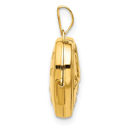14k Yellow Gold 15mm Dove TOGETHER FOREVER Reversible Heart Locket Pendant