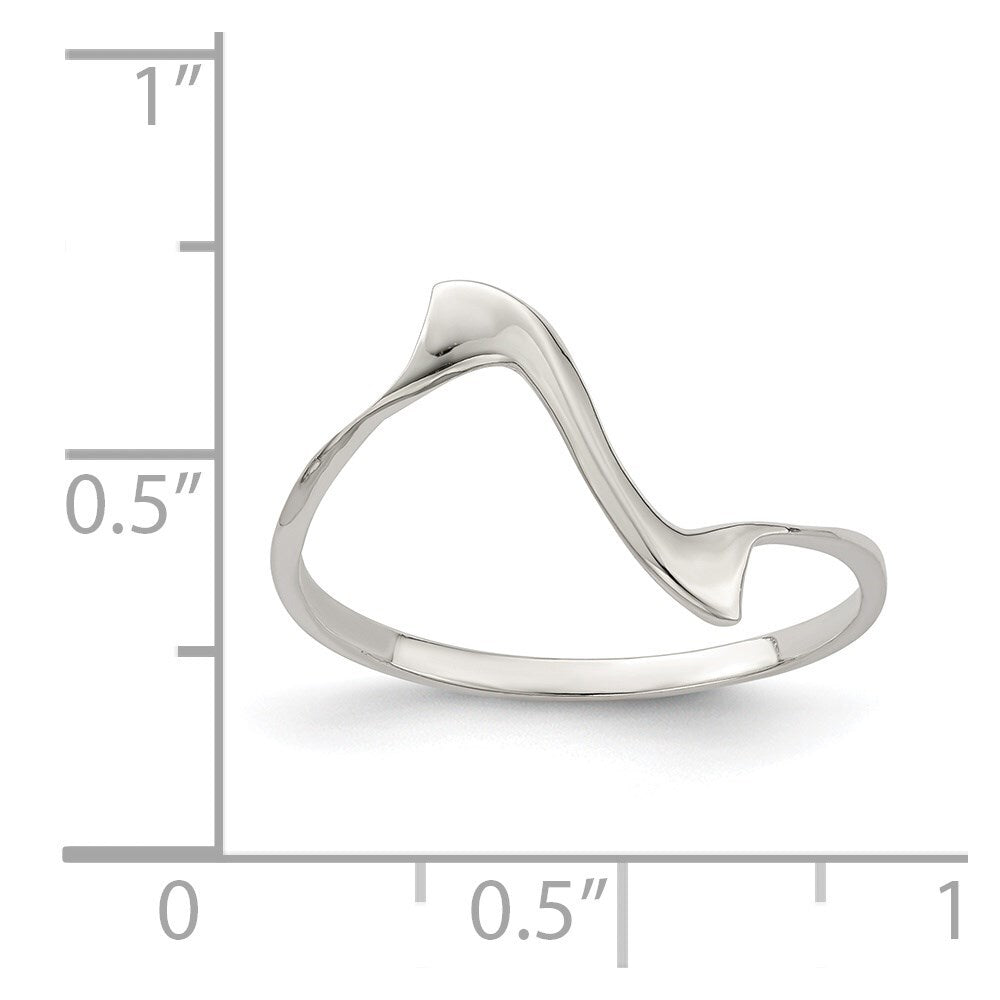Sterling Silver Solid Wavy Ring Size 7
