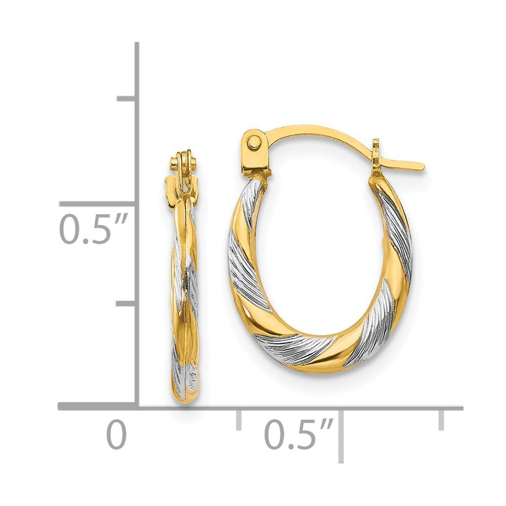 14k Yellow Gold Rhodium Twist Hoop Earrings Gift for Women