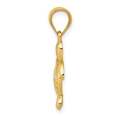 14k Yellow Gold Peace Turtle Pendant for Women