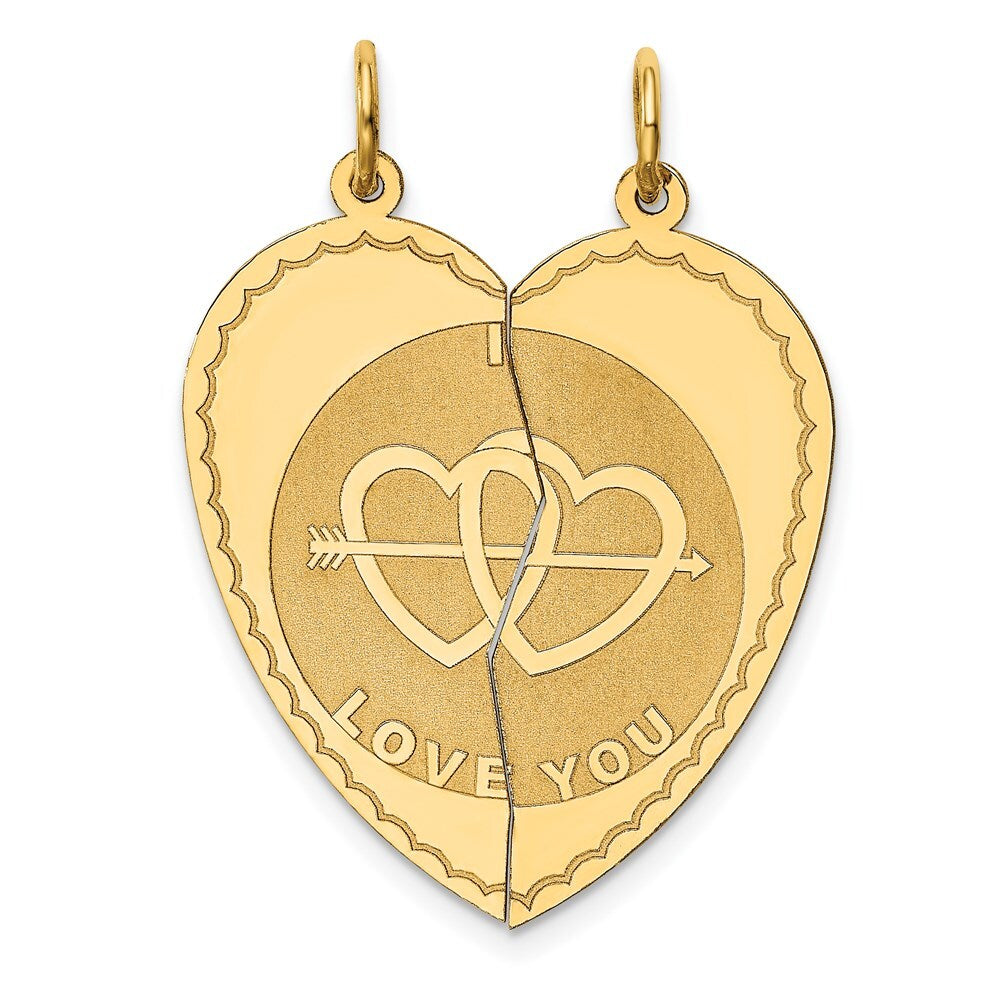 14k Yellow Gold Break-apart I LOVE YOU Charm Pendant for Women