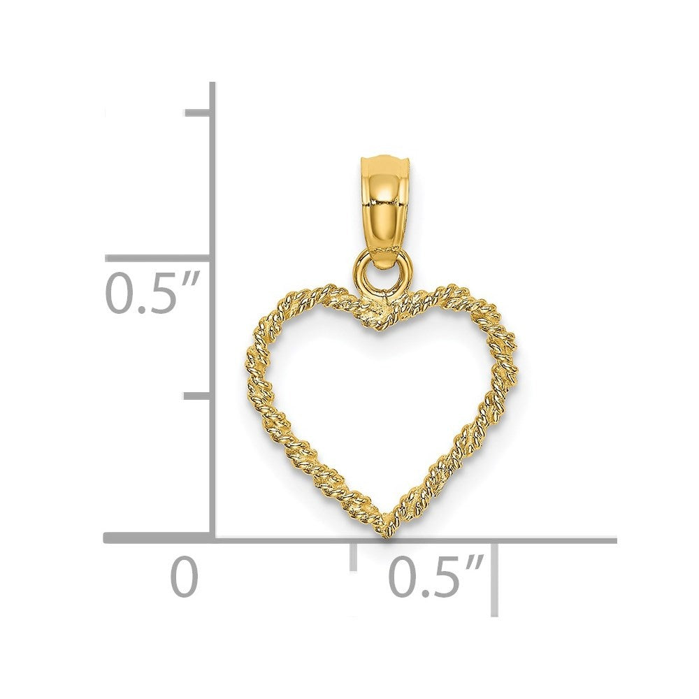 14k Yellow Gold 3-D Rope Heart Pendant