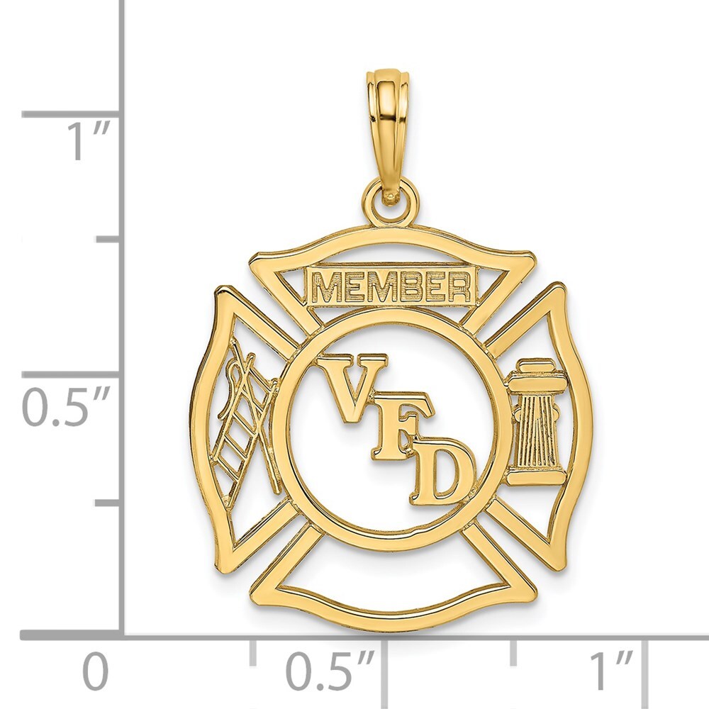 14k Yellow Gold VFD Member Shield Charm Pendant for Women