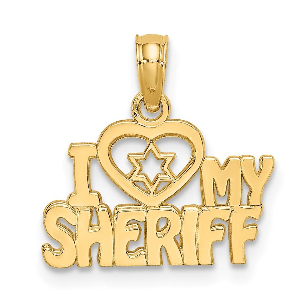 14k Yellow Gold I HEART MY SHERIFF Charm