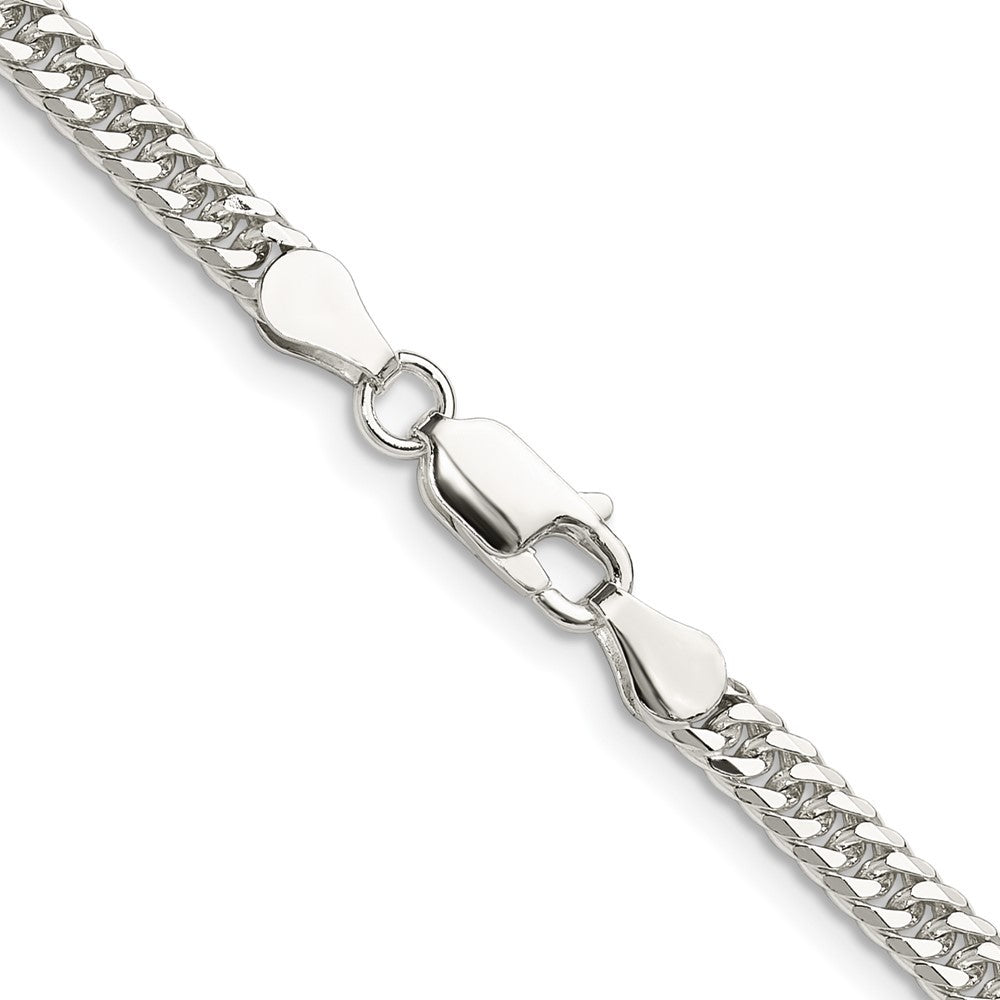 Sterling Silver Polished 3.9mm Double Diamond-cut Curb Chain Necklace