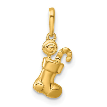 14k Yellow Gold Madi K  Christmas Stocking with Candy Childrens Charm / Pendant