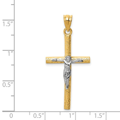 14k Two-tone Gold Crucifix Pendant for Women