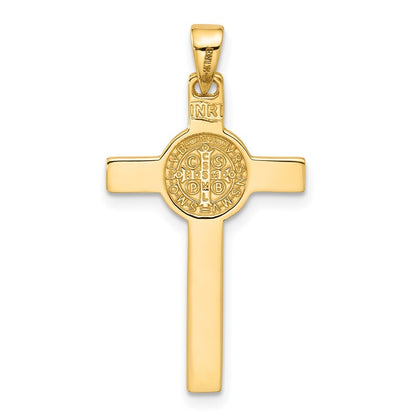 14k Two-tone Gold with White Rhodium Crucifix and St Benedict Pendant