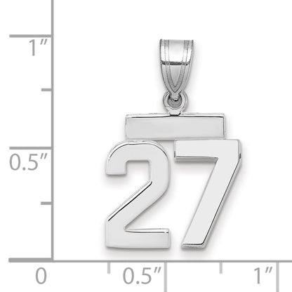14k White Gold Small Polished Number 27 Charm Pendant for Women