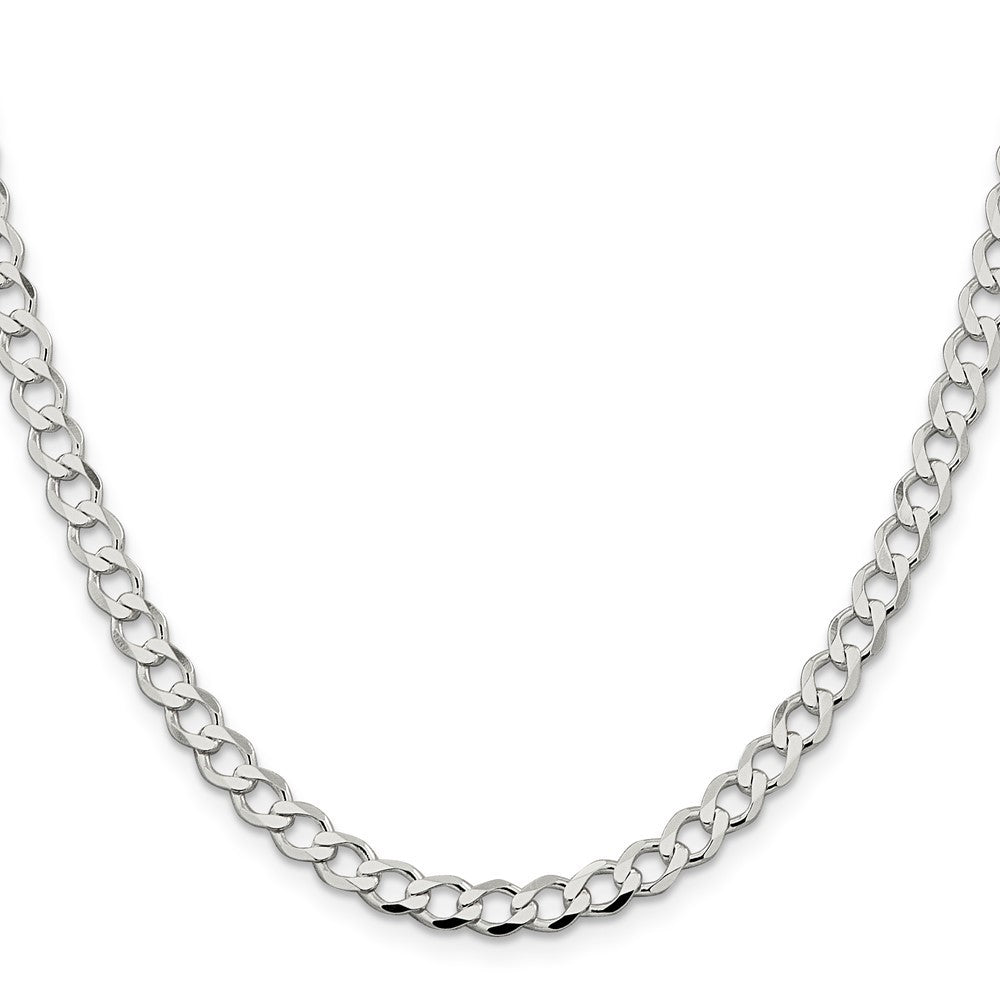 Sterling Silver 5.3mm Semi-solid Flat Curb Chain Necklace