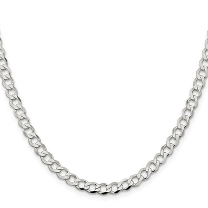 Sterling Silver 5.3mm Semi-solid Flat Curb Chain Necklace