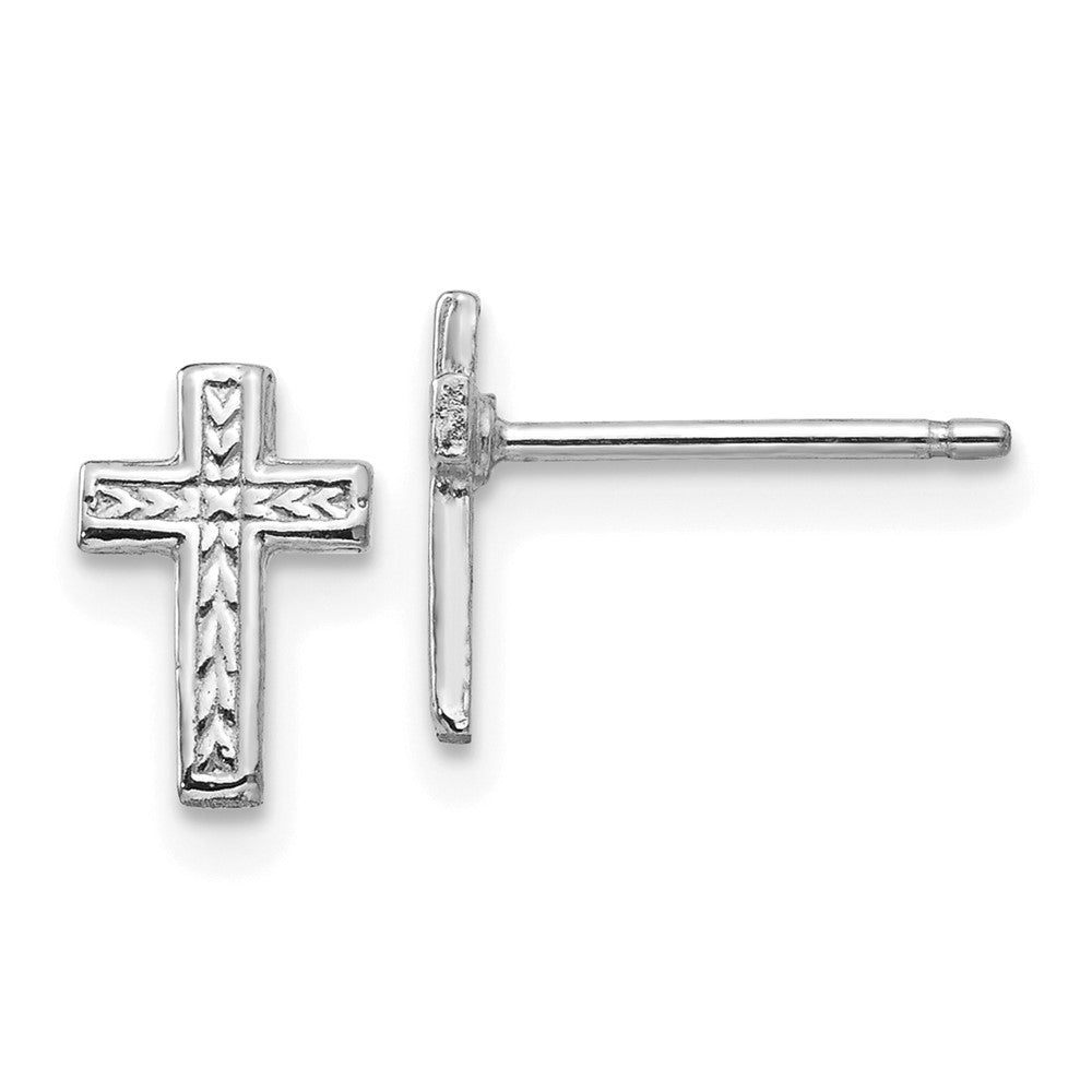 14k White Gold Polished Cross Earrings