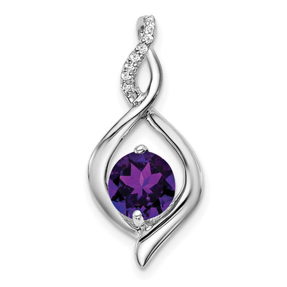 14k White Gold Amethyst and Diamond Pendant for Women