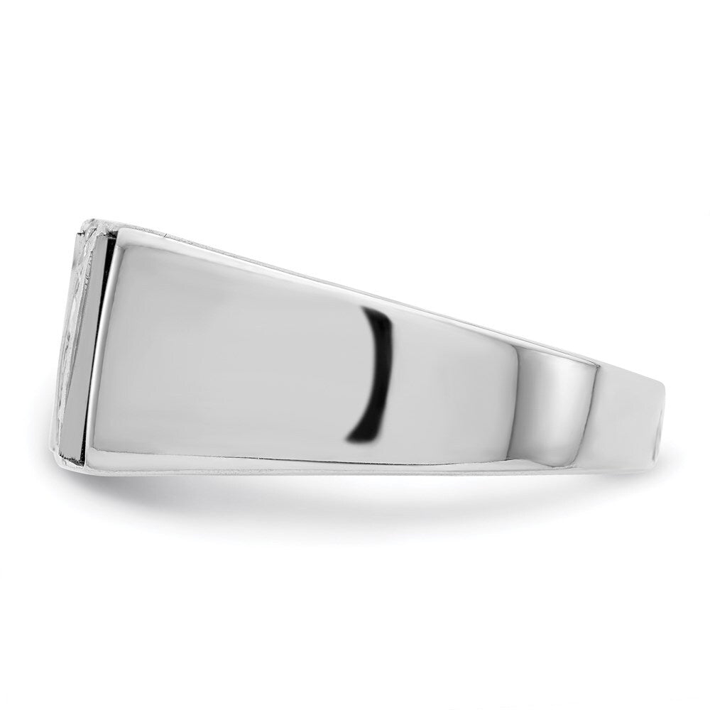 Sterling Silver Rhodium-plated Men's Cubic Zirconia and Onyx Ring Size 10