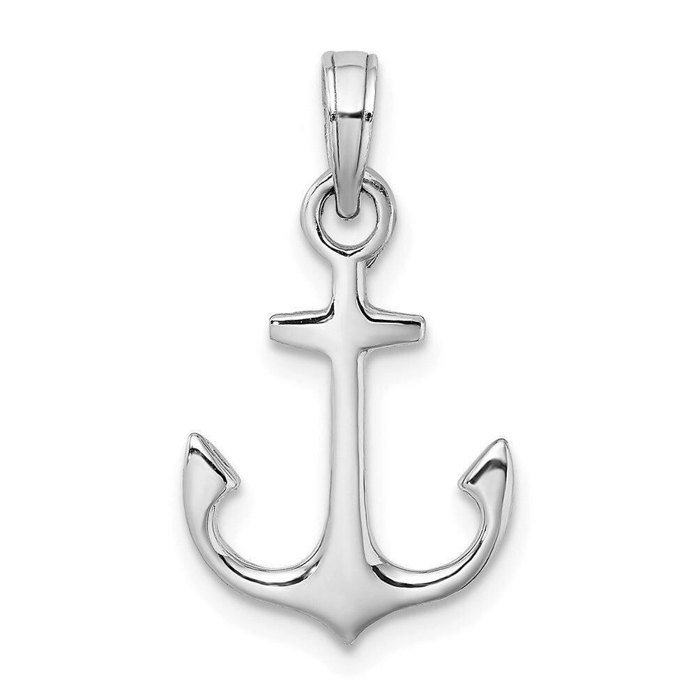 14k White Gold Anchor Pendant for Women