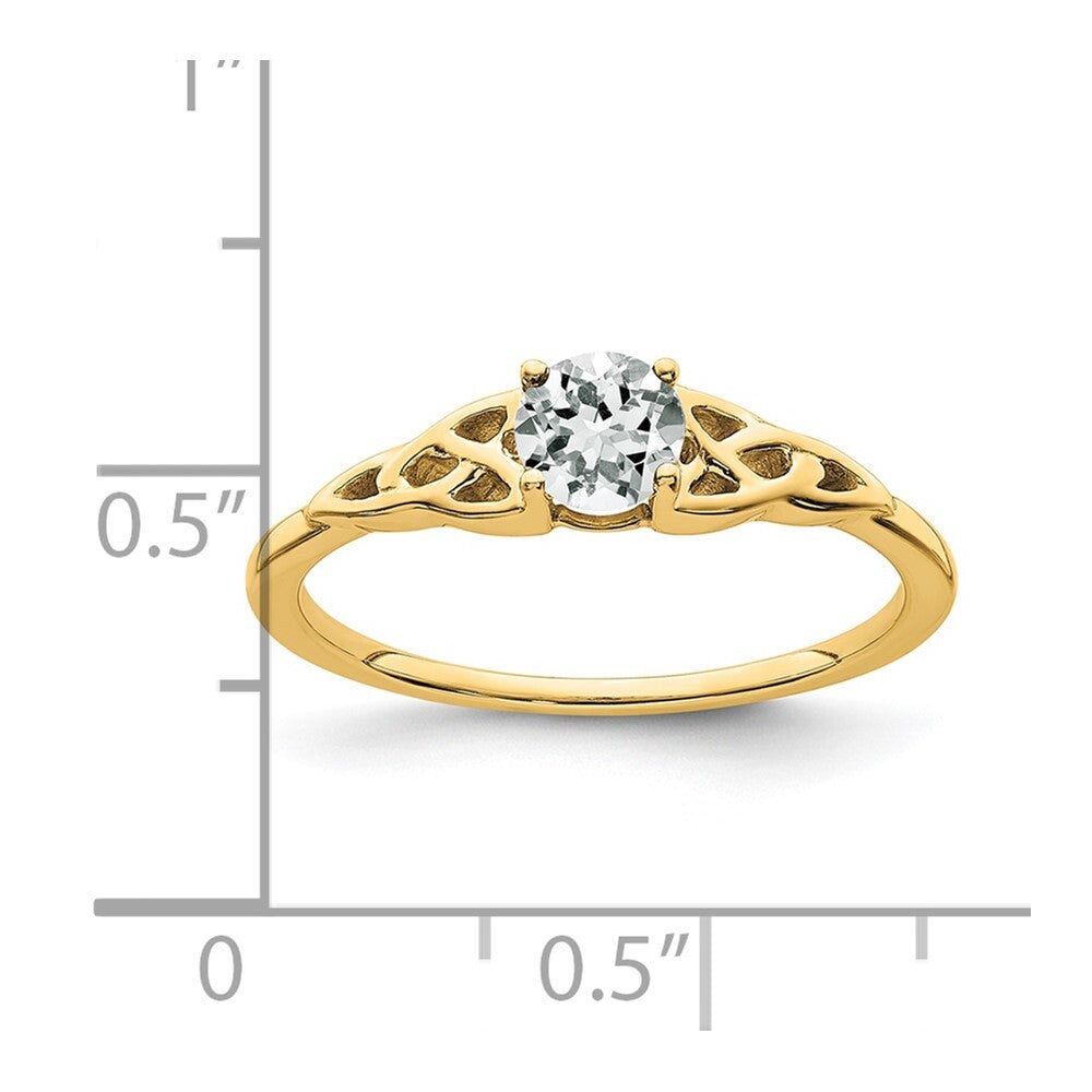 14K Yellow Gold White Topaz Celtic Knot Ring Size 7