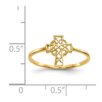 14K Yellow Gold Polished Celtic Cross Ring