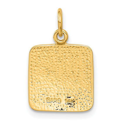 14k Yellow Gold Satin and Diamond-Cut Angel Charm Pendant for Women
