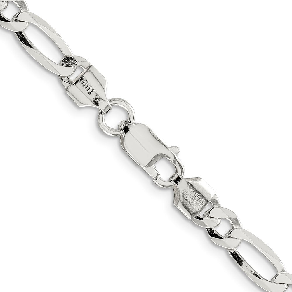 Sterling Silver 5.5mm Lightweight Flat Figaro Chain Necklace