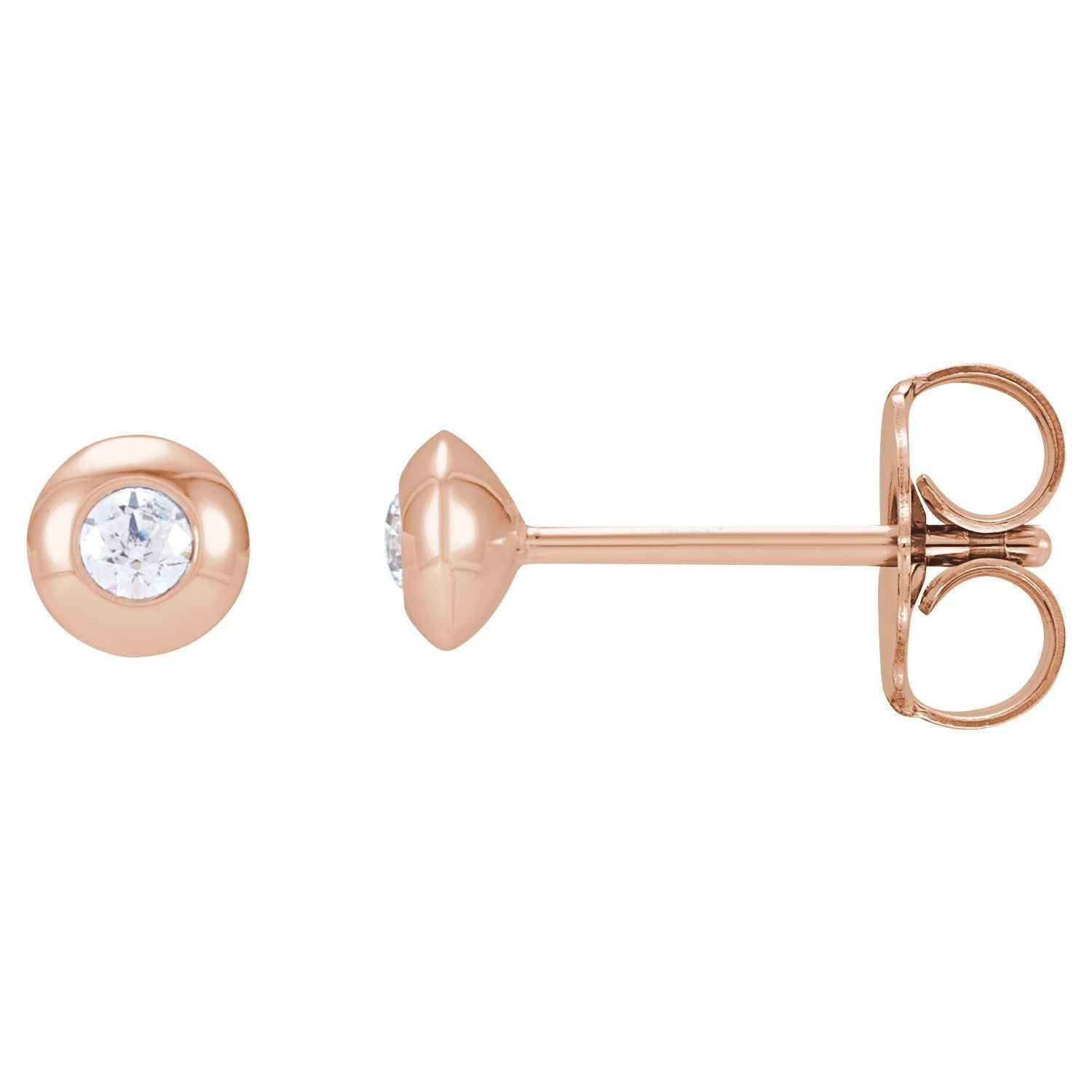 14k Rose Gold .06 CTW Natural Diamond Domed Bezel-Set Stud Earrings