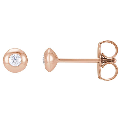 14k Rose Gold .06 CTW Natural Diamond Domed Bezel-Set Stud Earrings