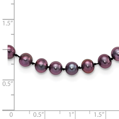 Sterling Silver Rhodium-plated 5-6mm Black Cultured Pearl Necklace 18"