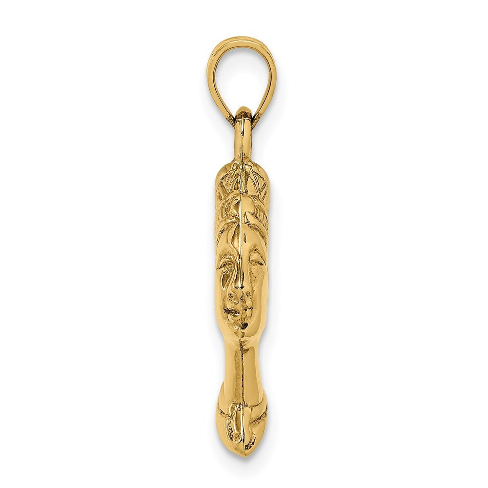 14k Yellow Gold 3-D Nefertiti Pendant