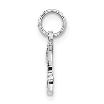 14k White Gold Casted Script Letter I Initial Charm Pendant