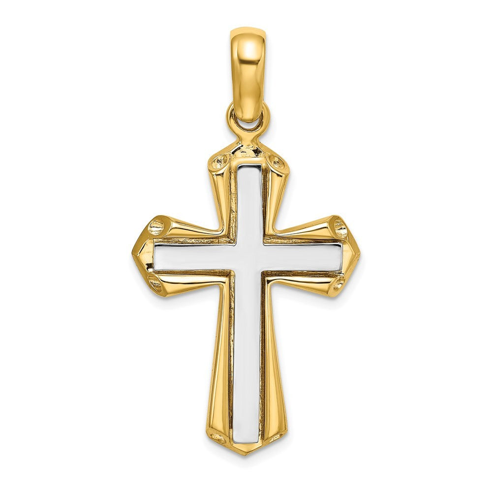 14K Two-Tone Gold Polished Cross Charm