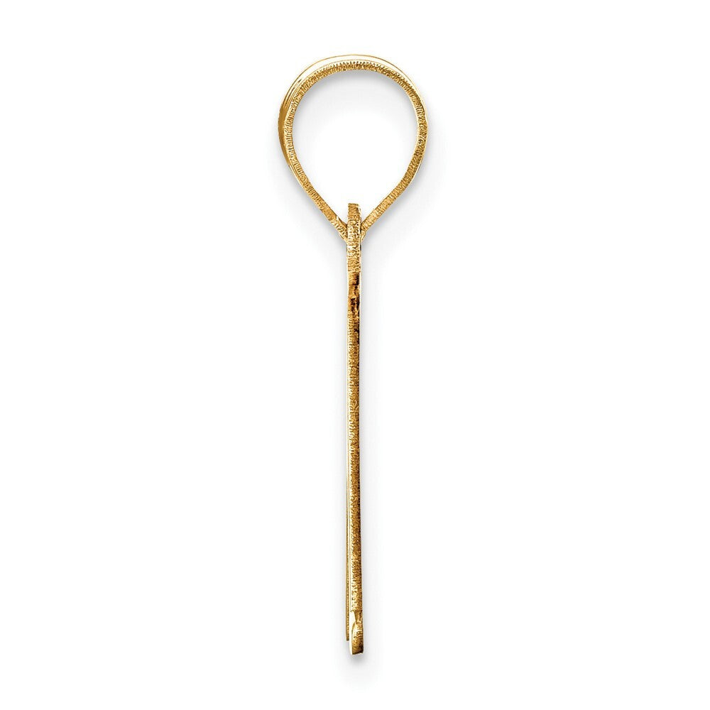 14k Yellow Gold Polished Etched Letter M Initial Pendant for Women