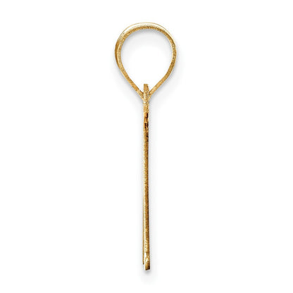 14k Yellow Gold Polished Etched Letter M Initial Pendant for Women