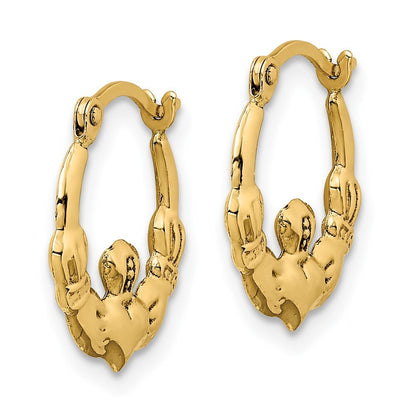 14k Yellow Gold Claddagh Hoop Earrings Gift for Women