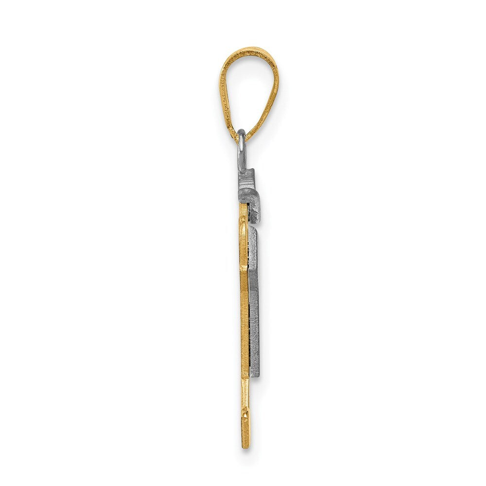 14k Two-tone Gold Small Boy with Hat on Right Engravable Charm Pendant