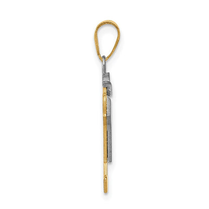 14k Two-tone Gold Small Boy with Hat on Right Engravable Charm Pendant