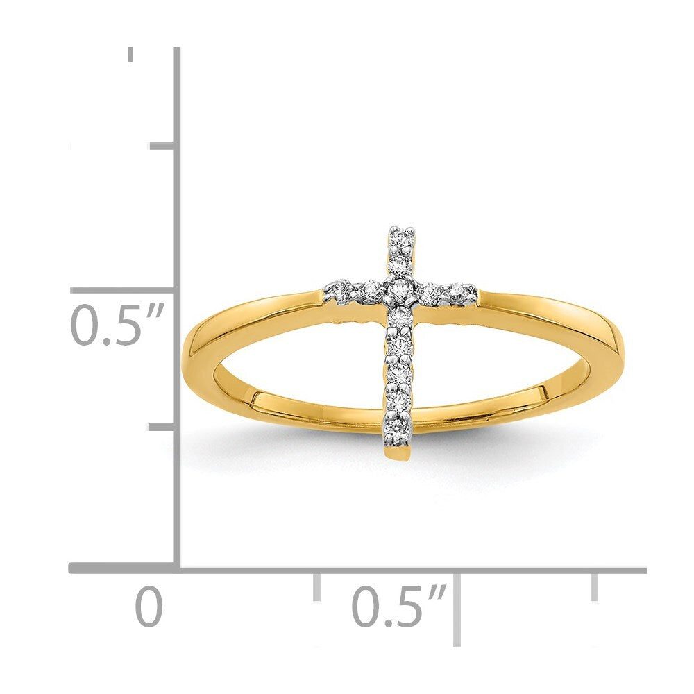 14K Yellow Gold Yellow Gold Diamond Cross Ring Size 6